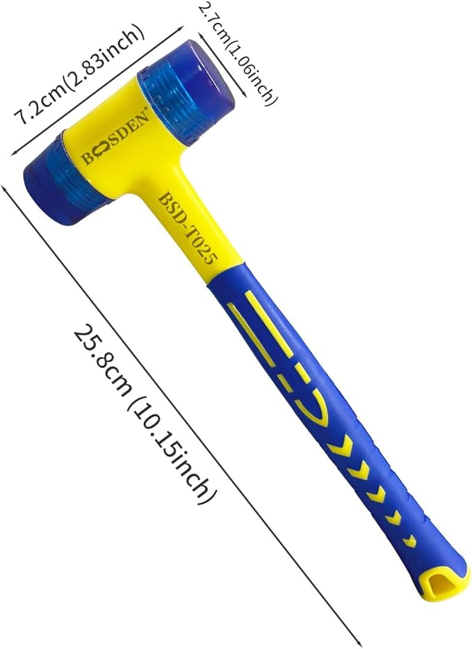BOOSDEN Double-Faced Rubber Mallet Hammer, Shockproof Anti-Slip Small Hammer, 30mm