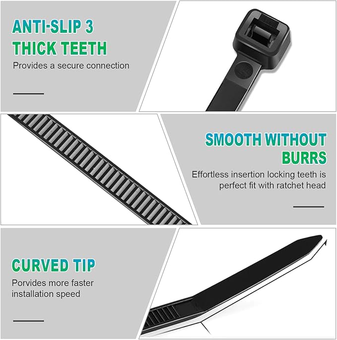 Zip Ties, RAZCC 1200pcs Black Cable Zip Ties 14 Inch, Heavy Duty Plastic Wire Ties with 70lb Tensile Strength, Self-Locking Black Nylon Tie Wraps for Indoor and Outdoor