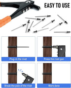 INCLY 1000PCS Pop Rivets Assortment Kit, 14 Sizes Black Rivets for Metal 3/32" 1/8" 5/32" 3/16" 1/4" and 5 Sizes 304 Stainless Steel Washers with Storage Case