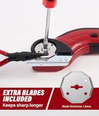 HK Cordless Electric Scissors, Rechargeable Cardboard Cutter, 4V Upgrade Motor Electric Box Cutter with 2 Blades & Safety Lock, Powerful Cutting for Cardboard Box, Plastic, Leather