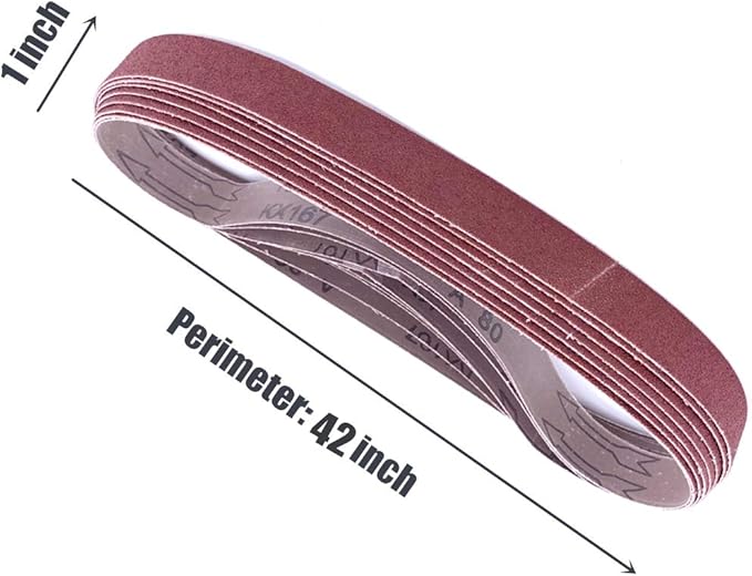 1 x 42-Inch Aluminum Oxide Sanding Belts, 40/80/120/240 Assorted Grits Abrasive Sandpaper for Belt Sander, 24 Pack