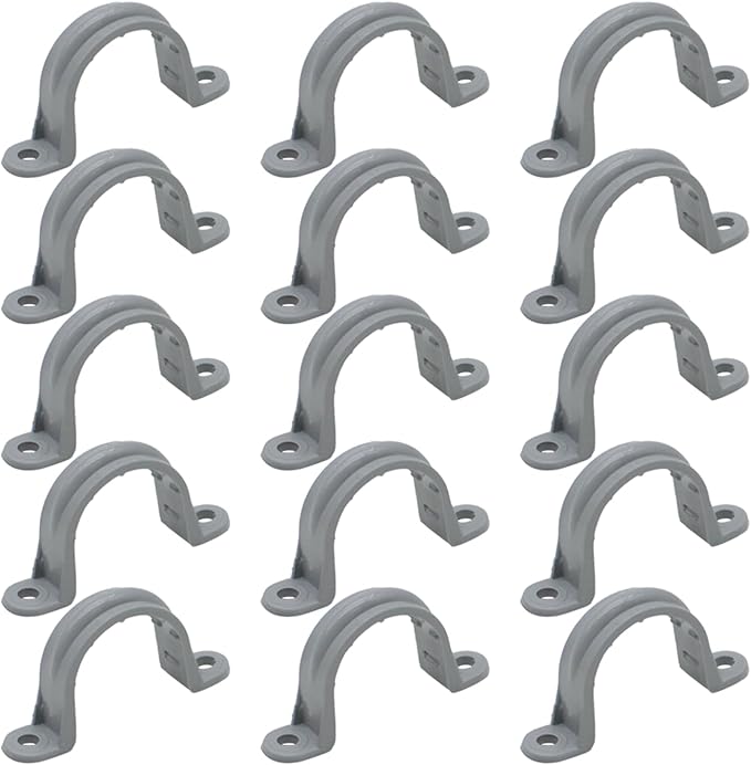 1 Inch 15pcs PVC Pipe Straps Reliable 2-Hole Plastic Conduit Clamps for Secure and Organized Mounting of PVC Pipes Conduits, and Cables UL Certified for Safety