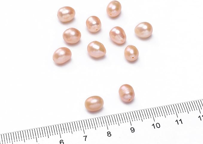 Natural Pearl Beads Rice 7-8mm Pink Freshwater Cultured Loose Gemstone Beads for DIY Jewelry Making 13.8''/Strand HQ