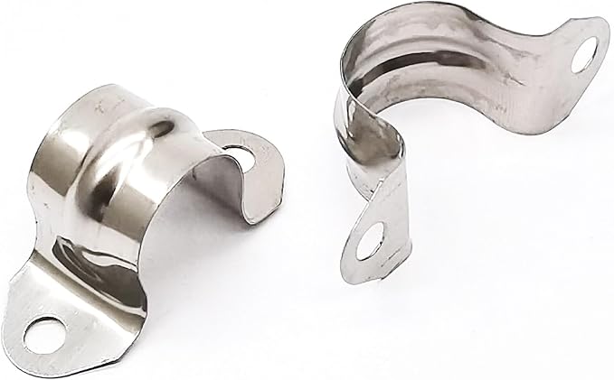 1/2inch Rigid Pipe Strap Clamp, Two Hole Strap,U Bracket Tube Clip, Stainless Steel Heavy Duty Pipe Fasten Holder, 50Pcs (20mm)