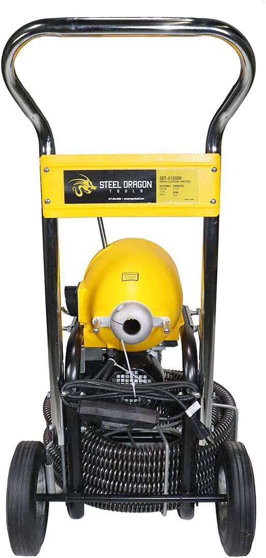 Steel Dragon Tools K1500A Drain Cleaning Machine for 2–8 Inch Pipes – 60 FT x 1-1/4 Inch Cable for Plumbing Drain Cleaning