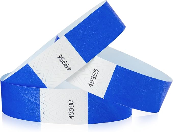 1,000 WristCo Marine Blue Tyvek Wristbands for Events - Comfortable Tear Resistant Paper Bracelets ID Wrist Bands for Concerts Festivals Admission Party Identification