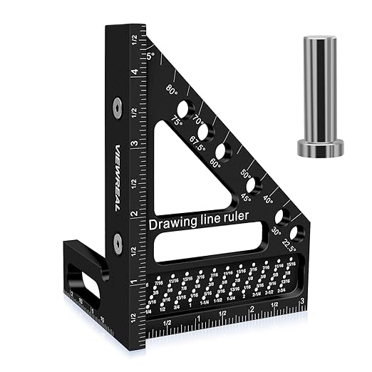 Precision Multi-Angle Carpenter's Square - Versatile Aluminum Woodworking Tool with Laser-Etched Markings for Engineering & Construction