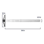 Pacific Arc 36 Inch T Square, Traditional Acrylic Graduated in Inch and Metric, Detachable Head