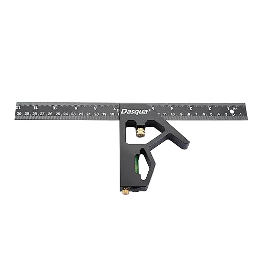 Dasqua 3-in-1 Measuring Tool Set, 12" Stainless Steel Combination Square & Bolt Thread Gauge, Inch Thread Checker for 13 Sizes, Carpenter Square with 45°/90° Level for Woodworking, Engineering, DIY