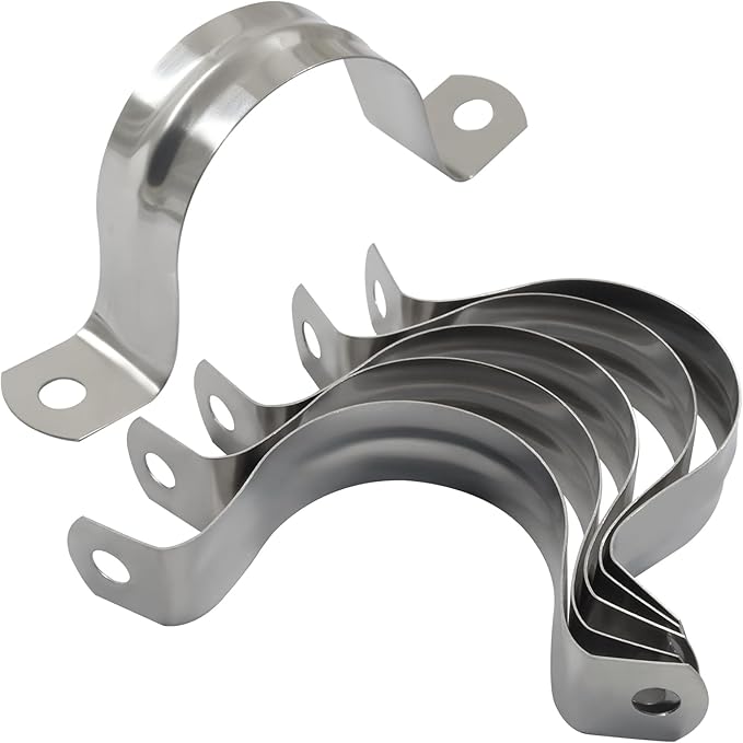 Hordion 10Pcs 1-9/16" Two Hole Strap U Bracket, M40 Rigid Pipe Strap Stainless Steel Conduit Clamp for Fixing Pipe