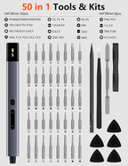 Mini Electric Screwdriver Set, Small Electric Precision Screwdriver with 5 Torque Levels, Max 0.75N.m, 500mAh Battery, 50-in-1 Cordless Power Screwdriver Kit for Laptop, Phone & Electronics Repair
