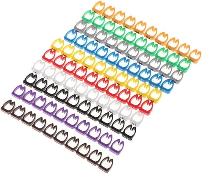 Walfront Digital Number Tube Wire Number Label Tube Cable Marker Wire Numbering Marker Colorful Cable Straps Coded Clip on Plastic Cable(150PCS KCM-1.5MM 1.5square)