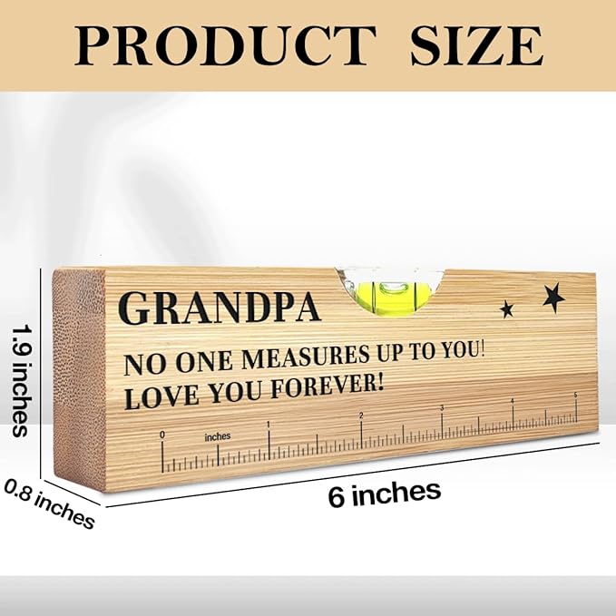 Fathers Day Birthday Gifts for Grandpa Dad from Daughter Son Wife Wooden Spirit Level Valentines Christmas Thank You Gifts Ideas for Daddy New Dad Grandpa Papa