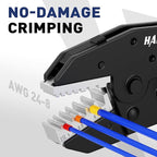 haisstronica Quick Change Jaws Crimping Tool for Ferrule Terminals AWG 24-8 Ratcheting Wire Crimper & Terminals - H2
