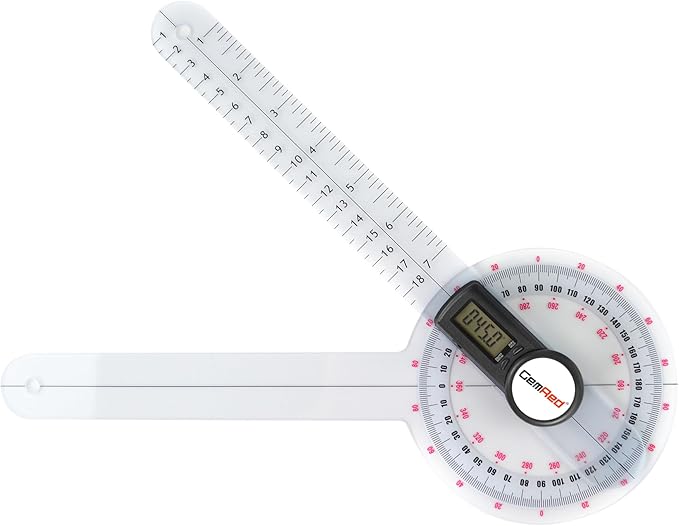 GemRed 12" Digital Goniometer 360 Degree Physical Therapy Plastic Protractor for Joint Range of Motion ROM Measurement