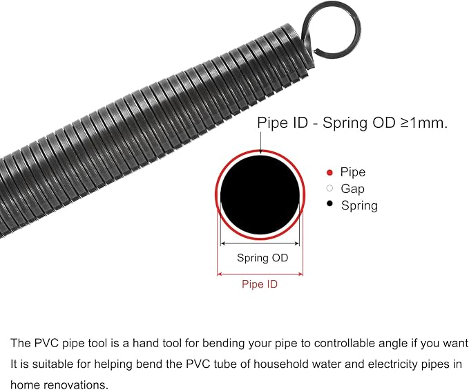 MECCANIXITY Spring Tube Bender OD 27 mm/1.1" Steel Spring Pipe Bending Tubes 520 mm/20.5" Long for 1" PVC Pipe(ID 28 mm) Home Renovations, Electrician Wiring Bending Pipe