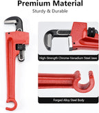 10" Double-Ended Valve Wrench for Refinery Pipes; 1/8" - 1 1/2" Heavy-Duty Adjustable Pipe Wrench; 1/2" Opening Valve Wheel Wrenches (10 INCH)