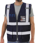 Dib Safety Reflective Vest High Visibility with Pockets and Zipper, Navy S