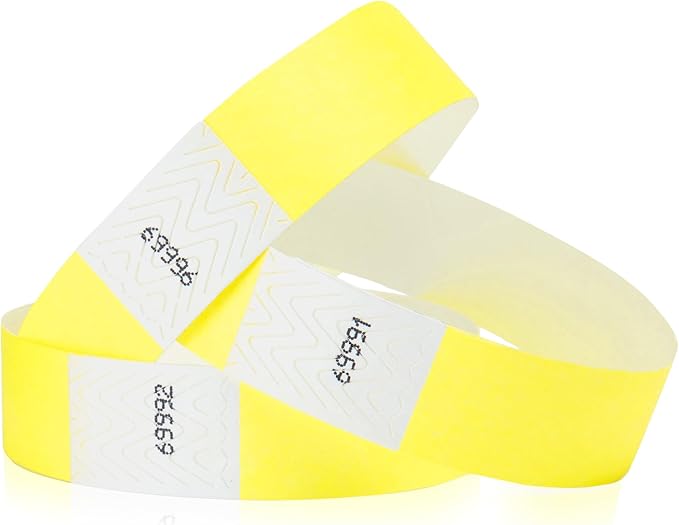 1,000 WristCo Neon Yellow Tyvek Wristbands for Events - Tamper-Proof Design & Fluorescent Color Prevent Reuse Premium-Grade Bracelets for Hospital & Medical ID, Party & VIP Identification