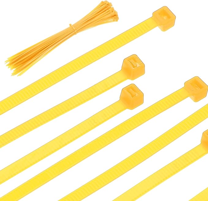 PATIKIL Cable Zip Ties 16 Inch, 100 Pcs Self-Locking Nylon Wire Tie Wraps Heavy Duty Cord Management with 50 lbs Tensile Strength for Indoor and Outdoor, Yellow (0.2" W)