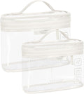 BAGSMART TSA Approved Toiletry Bag, 2 Pack Clear Makeup Cosmetic Bag Organizer, Quart Size Travel Bag for Toiletries, Carry-on Travel Accessories Essentials, White-2pcs