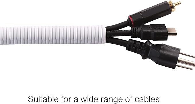 Alex Tech 10ft - 1 inch Split Wire Loom Tubing - White