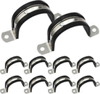 10PCS Reinforced Rigid Pipe Strap Clamp 2 Inch Conduit Clamp with Rubber Straps, Pipe Brackets for Mounting 2 Hole U Clamps Brackets Strap Hanger Tube Tension Clips Heavy Duty