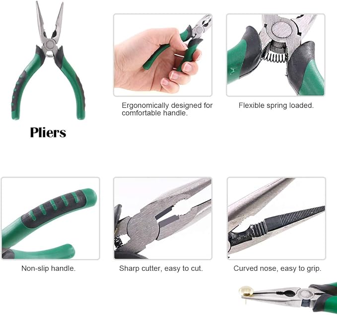 Hilitchi 5 Pcs Upholstery Tools Double-Faced Soft Mallet Tack Hammer with Two Replacement Heads, Decorative Tacks Staple Nails Lifter and Removal Pliers, Hammer Also for Leather, Jewelry Craft Project