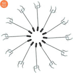 L Shape Pegboard Hooks, 4 Inch 50-Pack, Sturdy Galvanized Metal, Suitable for 1/4 and 1/8 Inch, Rubber Tipped, For Garage, Office, Kitchen, Store (Silver)