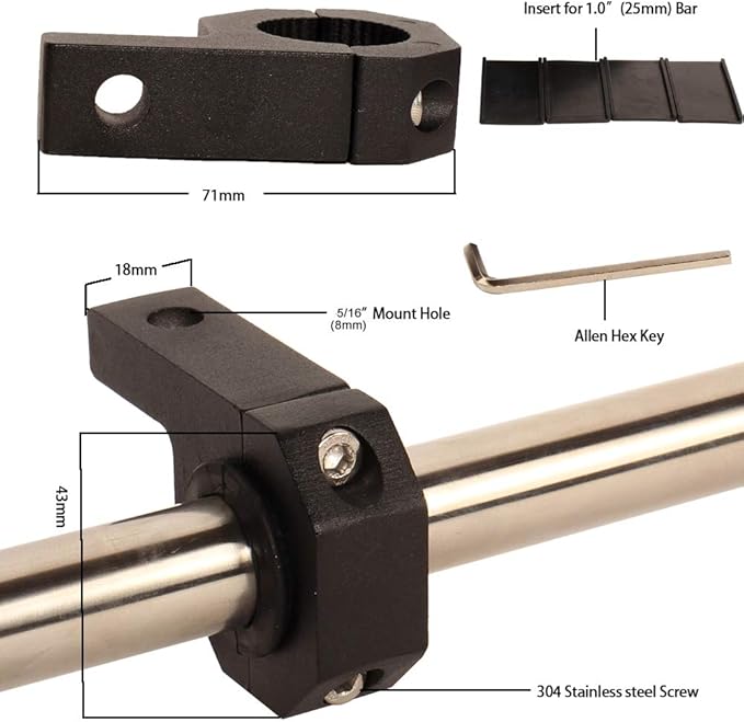 1.0 inch Holder Clamp Aluminum (25mm Diameter) Tube Clamps Mount Bracket Horizontal Bar Clamp kit for Work Light Bar(2pcs-1.0" Clamp)