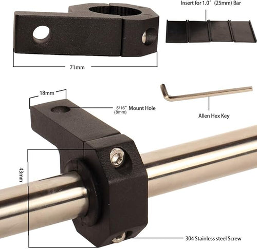 1 inch Bar Clamp-Pack 4 Roof Rack Bar Mounts Tube Clamps Horizontal Bar Clamp Mounting Bracket for Motorcycle ATV Utv Boat Trucks (1"- Clamp Mount kit)