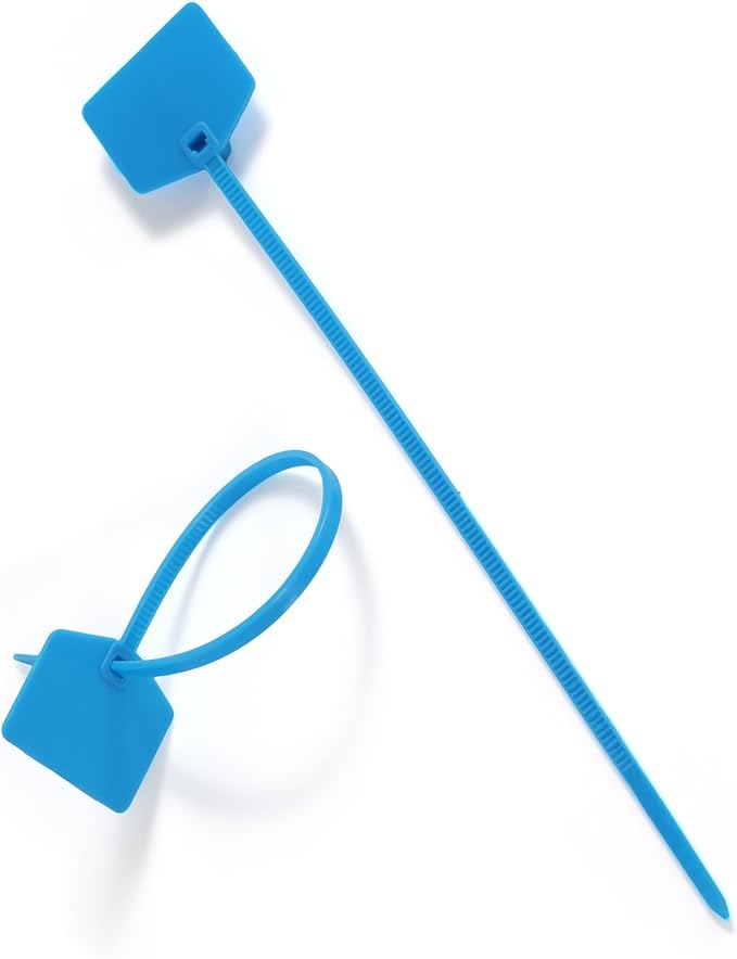 6 in Marker Nylon Cable Ties, Plastic Water Proof Tags, Self-Locking Written-on Cable Marker, Security Seals Label for Cabling, Wire Marking Label, Shipping Hanging Tags - Blue/ 100pcs