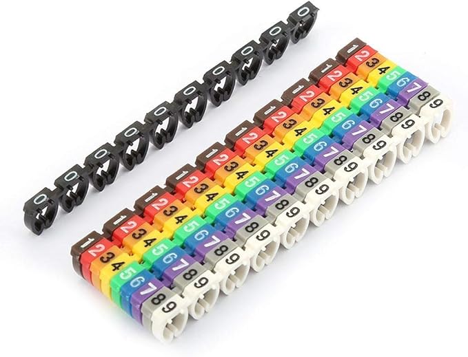 Digital Number Tube Wire Label Cable Marker Colorful Straps Coded Clip Plastic Cable 100PCS -6MM 6square Microcomputer Device