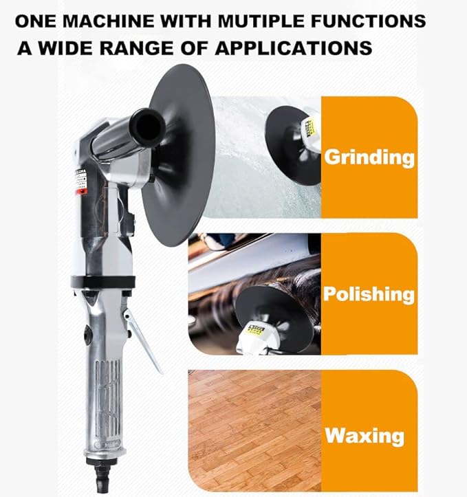 7-Inch Pneumatic Sander Heavy Duty Wet Air Sander/Polisher,Lightweight at 5.47 lbs,Adjustable Speed Up to 2500rpm Pneumatic Polisher Hand Sanding Tool