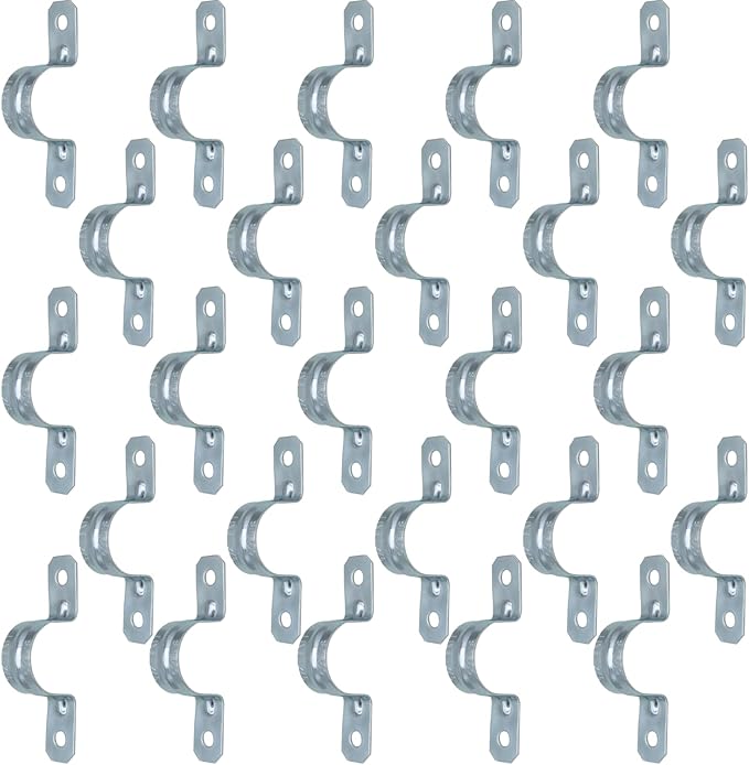 zinc plated steel pipe clamp,Steel Rigid Pipe,Holes Cable U Bracket Pipe Clamp,Electrical Conduit Straps (Two Holes, 3/4 inch-25pcs)