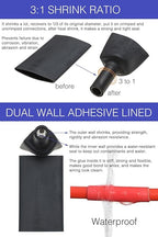 10 FT Diameter 3/4 Inch 3:1 Heat Shrink Tubing Dual Wall Adhesive Lined Marine Grade Electrical Cable Industrial Heat-Shrink Insulation Wrap Tube Black