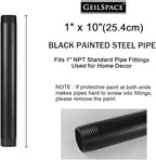 GeilSpace 1" × 10" Pre-Cut Black Metal Pipe, Industrial Steel Fits Standard One Inch Black Threaded Pipes and Fittings - Vintage DIY Industrial Shelving (1" × 10")