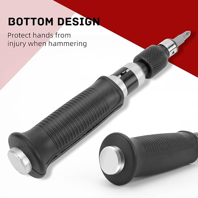 1/4" Manual Hand Impact Driver Set Extractor-14 PCS Impact Screwdriver S2 Steel Much More Durable Disengage Rusted Fasteners or Frozen Bolts Manual Reversible Impact Driver Set