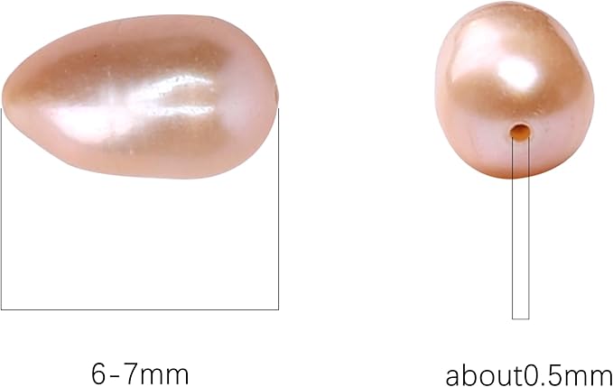 Natural Pearl Beads Rice 6-7mm Pink Freshwater Cultured Loose Gemstone Beads for DIY Jewelry Making 13.8''/Strand HQ