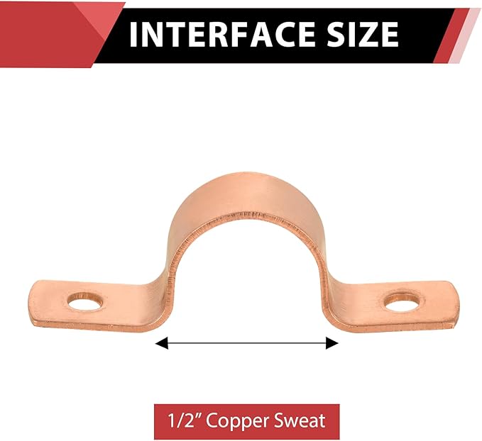 Pro 50-Pack EFIELD 1/2-Inch Copper Pipe Straps, Two-Hole Clamp Mount, (COPPER023)