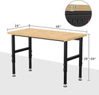 48" Adjustable Workbench,Heavy-Duty Work Table,3000 LBS Load Capacity Particleboard Hardwood Workstation with Fixed feet,for Workshop, Garage