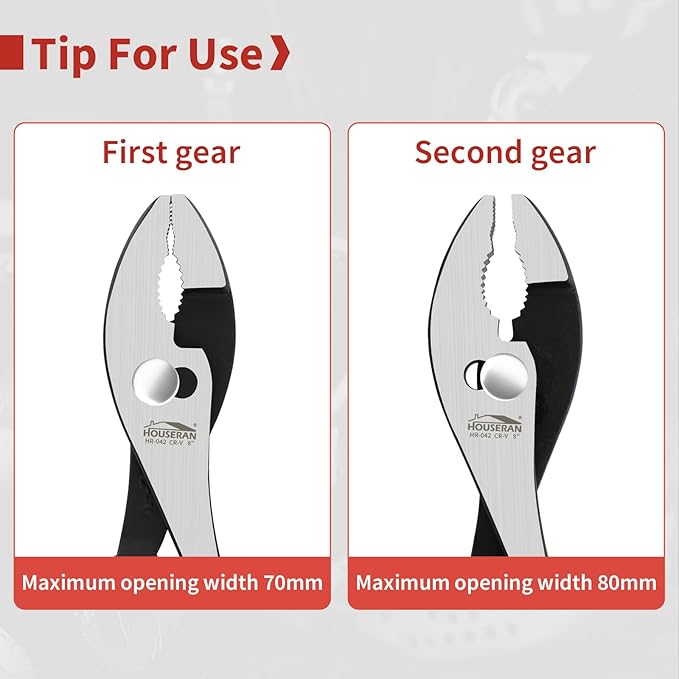 Slip Joint Pliers, Small Pliers with Non Slip Handle, High Carbon Steel, 8 Inch Pliers for Tightening, Loosening and Gripping Nuts and Bolts