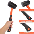  4 PCS 27 OZ Rubber Mallet, Rubber Hammer Head, Rubber Mallet Set With Black-Orange Fiberglass Handle Perfect For Wood, Metal, Plastic, Glass, And Ceramics. By GENHAKON