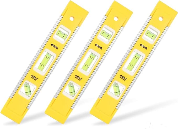 DOWELL 9 Inch Magnetic Box Level Torpedo Level(3PCS),3 Different Bubbles/45°/90°/180°Measuring Shock Resistant Torpedo Level