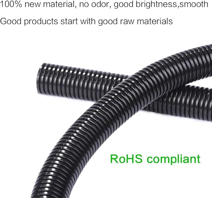 Alex Tech 50ft - 1/4 inch Split Wire Loom Tubing - Black