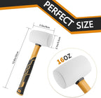 Rubber Mallet 16oz Fiberglass Handle White Rubber Mallet And 35mm Double-Faced Soft Mallet,Fiberglass Handle With Soft Grip for Flooring, Tent Stakes, Woodworking, Camping, Crafts