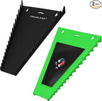 SWANLAKE GARDEN TOOLS Magnetic Wrench Organizer 2-Piece, 32-Slot Drawer Storage, SAE (1/4" to 1-1/16"), Metric (6mm to 24mm), Green and Black