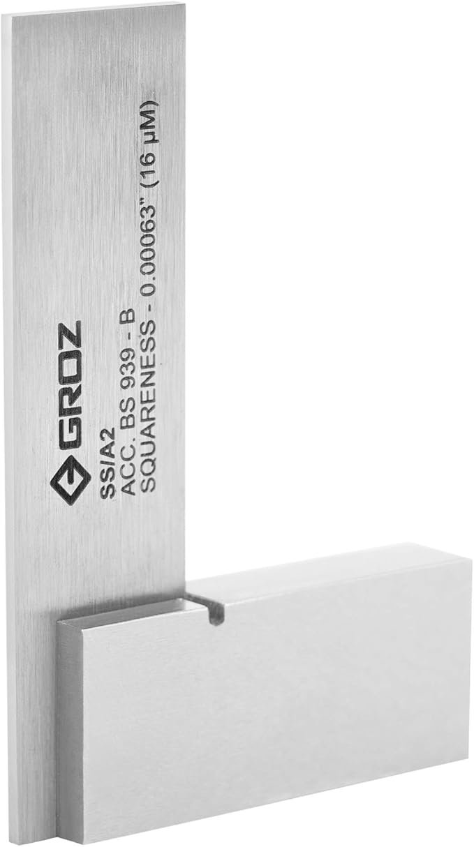 Groz 01000 2" Precision Steel Square, 16 Microns Squareness