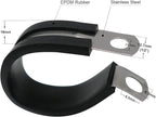 1" Cable Clamp Stainless Steel Rubber Cushioned Insulated Metal Clamp, Tube Holder for Tube, Pipe or Wire Cord Installation (12 Pack)