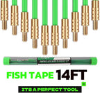 14FT Fiberglass Running Electrical Wire Glow Rods Wire Pulling with 8 Different Attachments, Fish Rods Electrical Kit and Fish Tape Wire Puller